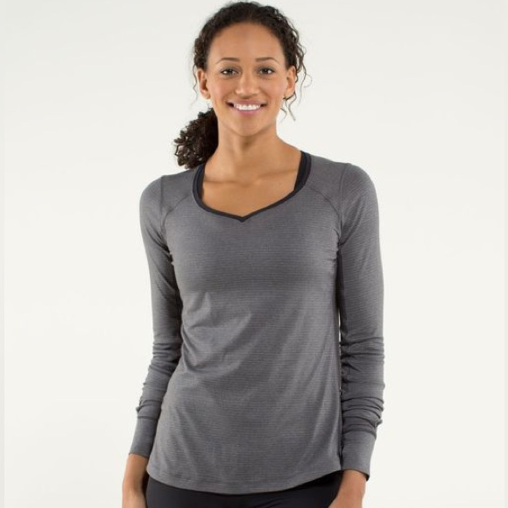 Lululemon Race Me Long Sleeve Heathered Inkwell / Inkwell Size 2 Gray Athletic